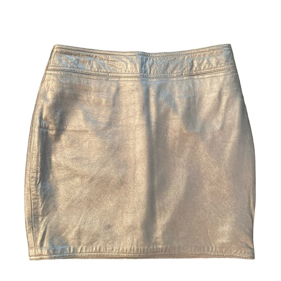 Vintage Leather Metallic Silver Mini Skirt Women’s Size 4 - Picture 1 of 6